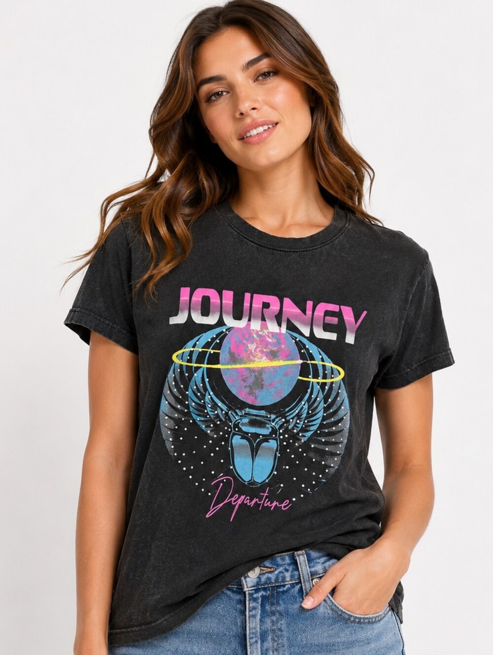 🎸 Journey Departure Band Tee Small Charcoal Graphic Concert T-Shirt
